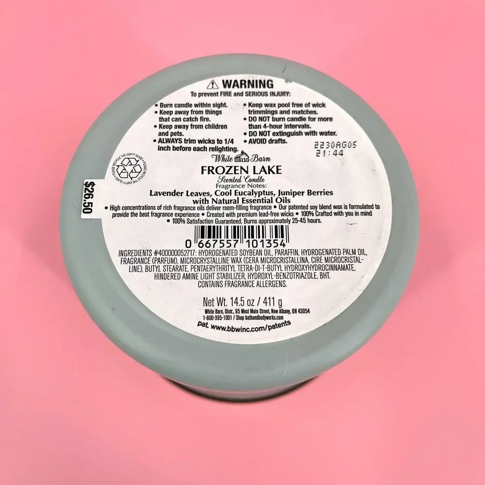 Frozen Lake 3 Wick Candle 14.5 oz White Barn Bath and Body Works - Picture 3 of 3